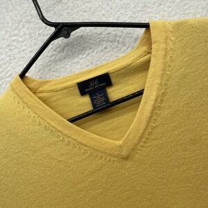 VTG Brooks Brothers Sweater Mens Large L Yellow V-Neck Merino Wool Blend Stretch